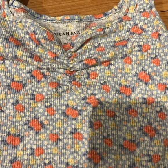 3/$20 American Eagle ribbed tank baby blue, yellow, coral - Picture 2 of 4